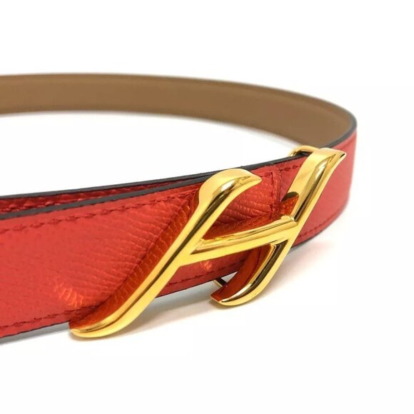 HERMES Constance Belt Buckle HDN Reversible Belt Brown x orange /GoldHardware main image 7